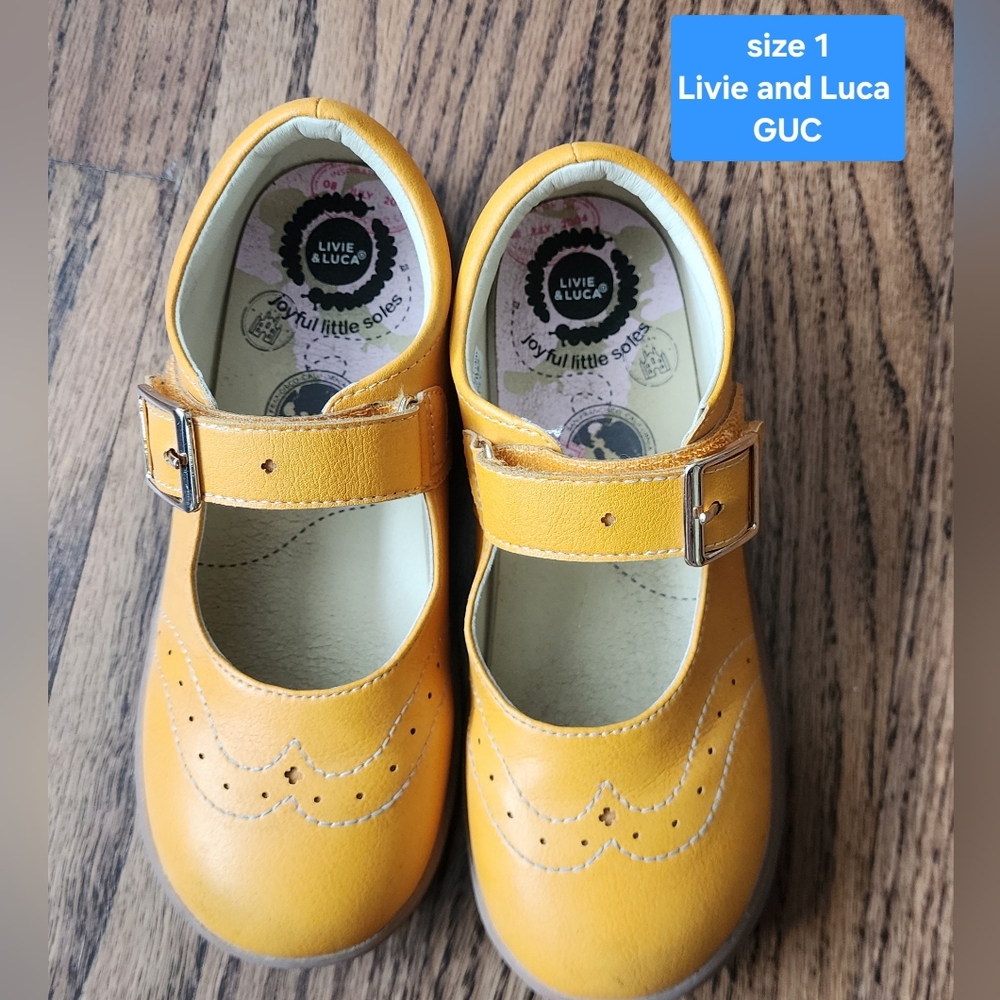 Livie & Luca Yellow Mary Jane Shoes with Buckle